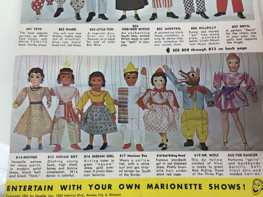 Hazelle's Popular Marionettes Puppet 820 Toe Dancer With Damaged Original Box And Vintage Catalog [Photo 8]