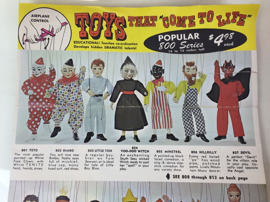 Hazelle's Popular Marionettes Puppet 820 Toe Dancer With Damaged Original Box And Vintage Catalog [Photo 7]