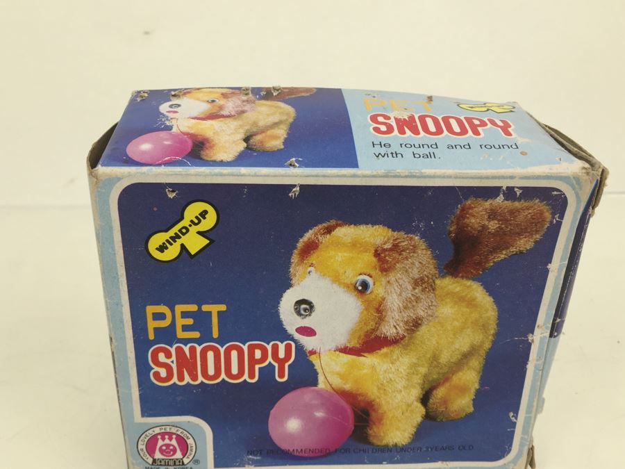 Working Vintage Wind-Up Pet Snoopy Toy With Original Box By Jamina [Photo 4]