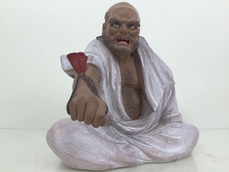 Signed Japanese Fighting Monk Figurine With Box [Photo 6]