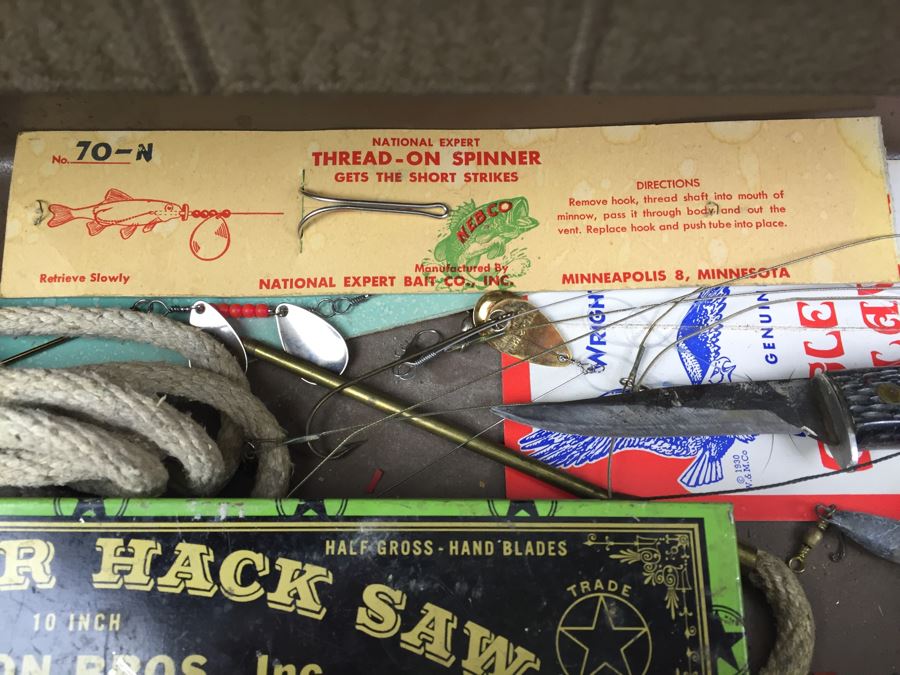 Vintage Metal Fishing Tackle Box With Tackle And Knife [Photo 13]