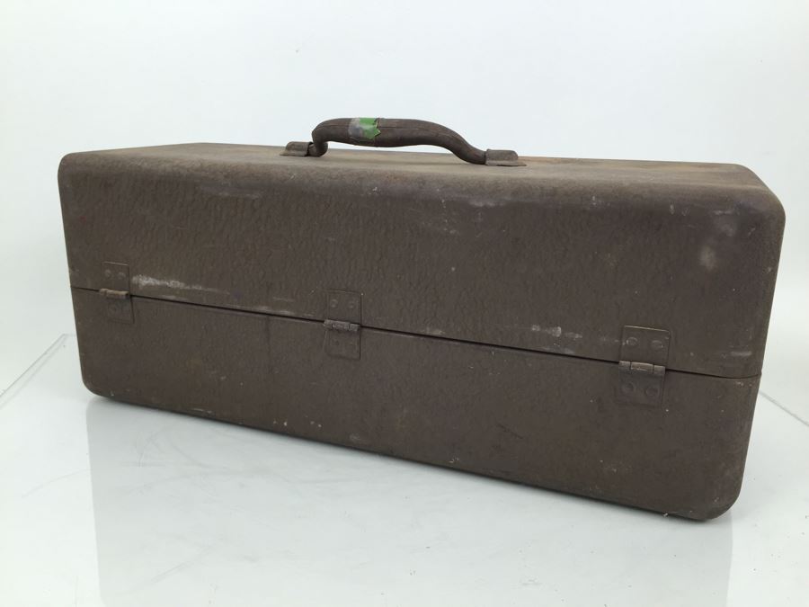 Vintage Metal Fishing Tackle Box With Tackle And Knife [Photo 6]