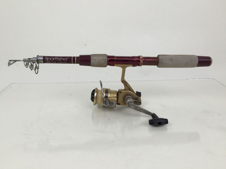 Vintage ZEBCO Sportfisher Telescopic Rod With Olympic GVO-10 Reel