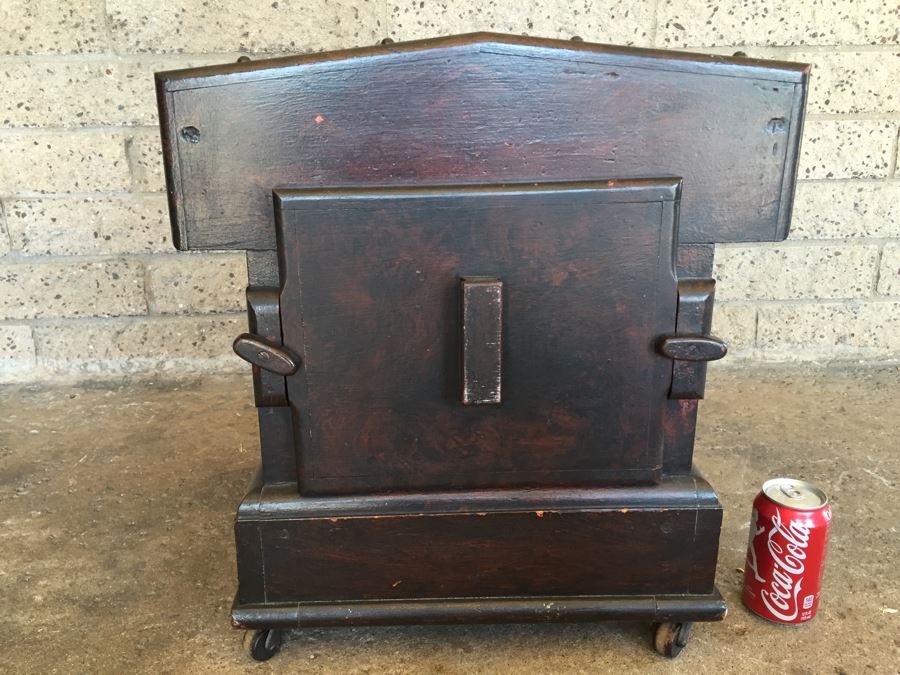 Antique Ship Captain's Ornate Chamber Pot Commode On Casters From Mid ...