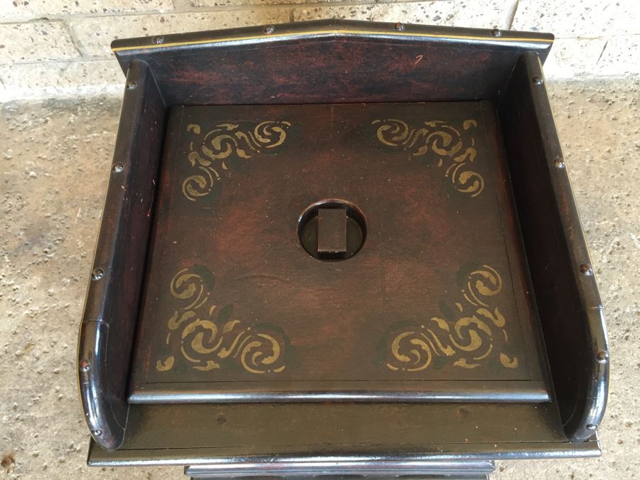 Antique Ship Captain's Ornate Chamber Pot Commode On Casters From Mid 1800's Must See [Photo 21]