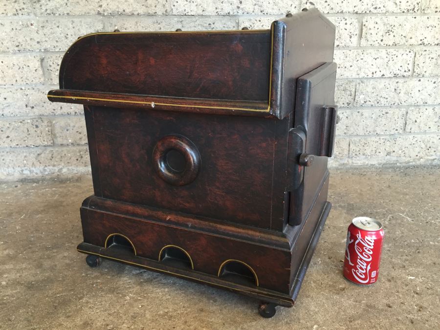 Antique Ship Captain's Ornate Chamber Pot Commode On Casters From Mid ...