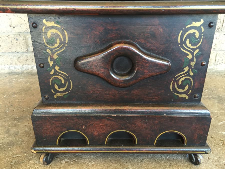 Antique Ship Captain's Ornate Chamber Pot Commode On Casters From Mid ...