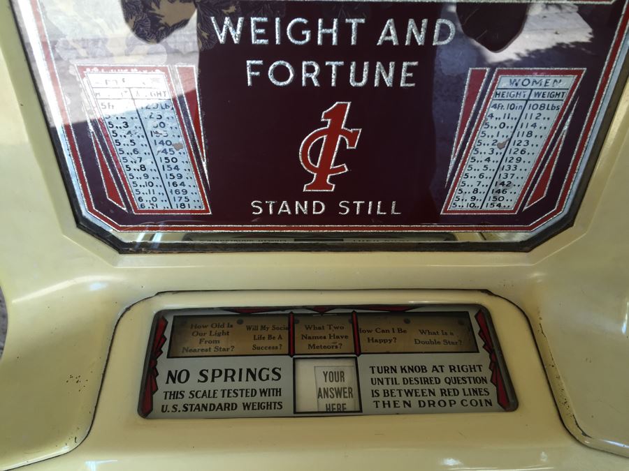Original 1930's Penny Fortune Scale From Watling Scale Co. Chicago Ill Working Coin-Op Great Condition [Photo 3]