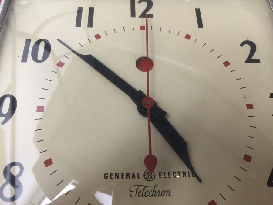 Like New Red Art Decco General Electric Telechron Working Wall Clock Model 2HA43 [Photo 13]