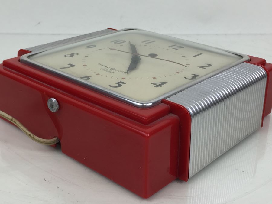 Like New Red Art Decco General Electric Telechron Working Wall Clock