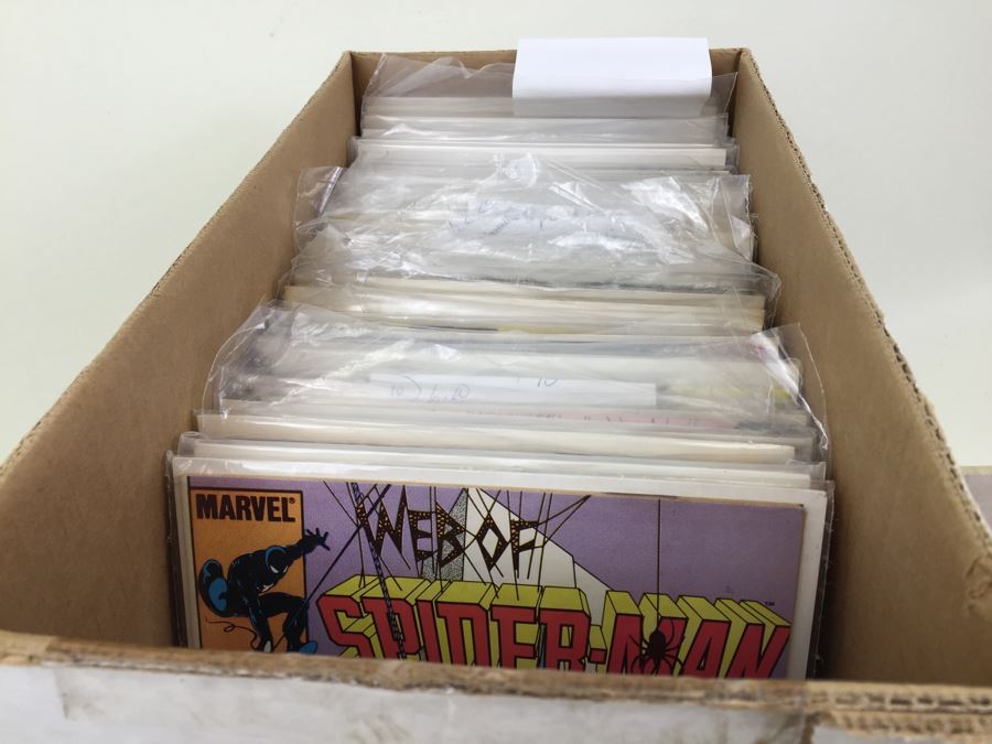 Short Box Of Bagged Comics Mainly Web Of Spider-Man [Photo 1]