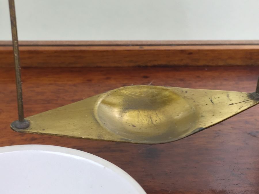 Large Antique Late 1800's Becker & Sons Apothecary Scale Excellent Condition Inside Wooden Case With Glass Panels Has Drawer And Weights Rotterdam, Netherlands [Photo 15]