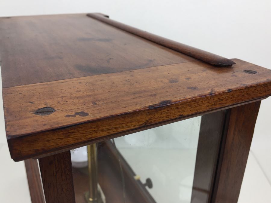 Large Antique Late 1800's Becker & Sons Apothecary Scale Excellent Condition Inside Wooden Case With Glass Panels Has Drawer And Weights Rotterdam, Netherlands [Photo 26]