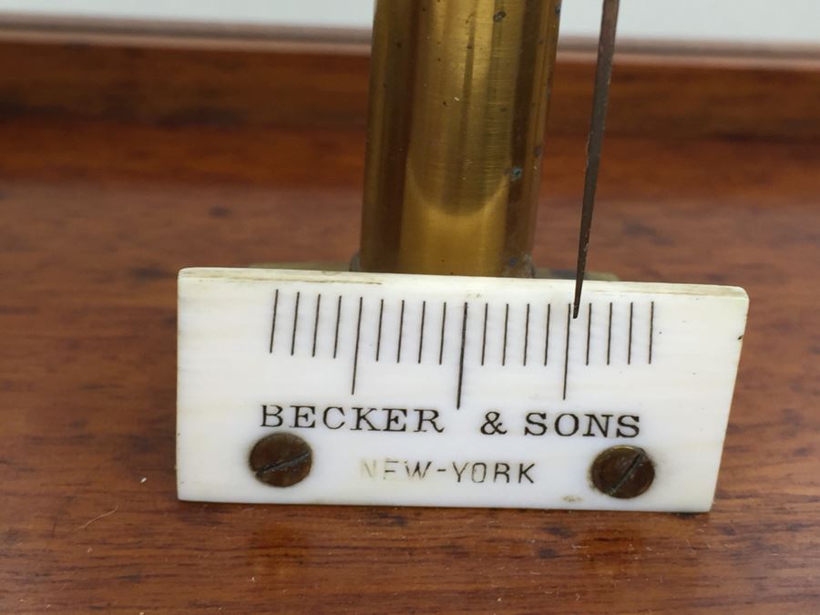 Large Antique Late 1800's Becker & Sons Apothecary Scale Excellent Condition Inside Wooden Case With Glass Panels Has Drawer And Weights Rotterdam, Netherlands [Photo 16]