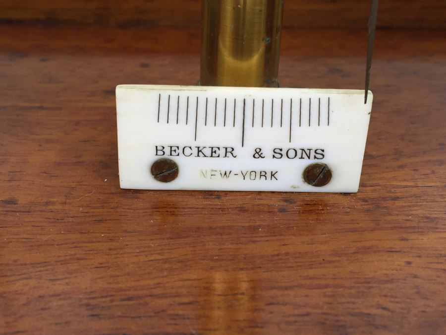 Large Antique Late 1800's Becker & Sons Apothecary Scale Excellent Condition Inside Wooden Case With Glass Panels Has Drawer And Weights Rotterdam, Netherlands [Photo 9]