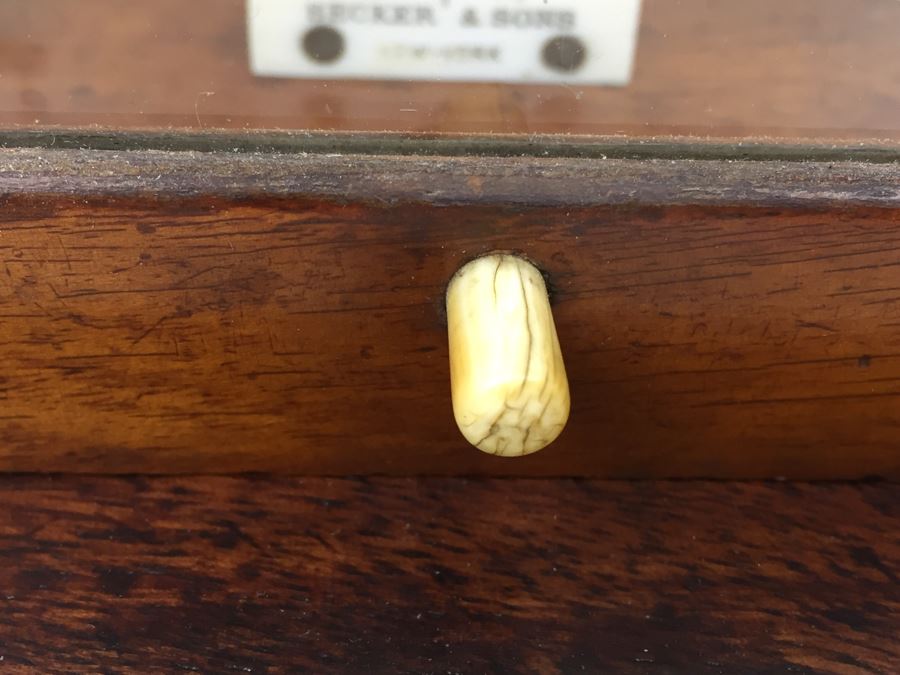 Large Antique Late 1800's Becker & Sons Apothecary Scale Excellent Condition Inside Wooden Case With Glass Panels Has Drawer And Weights Rotterdam, Netherlands [Photo 6]