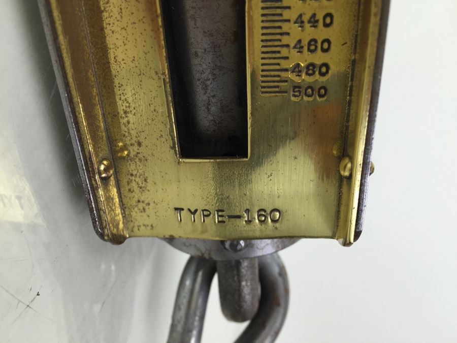 Large Industrial Brass Chatillon 500LBS Hanging Scale Type 160 New York In Excellent Condition Like New [Photo 3]