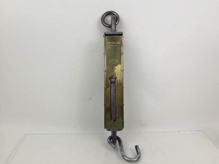 Large Industrial Brass Chatillon 500LBS Hanging Scale Type 160 New York In Excellent Condition Like New [Photo 4]
