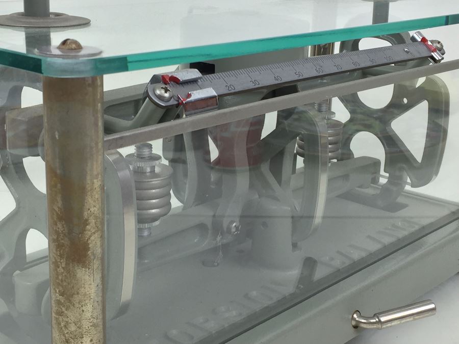 Vintage Apothecary Torsion Balance Scale From The Torsion Balance Co. Model IL 1 Heavy Cast Iron With Thick Glass Panels Excellent Condition [Photo 14]