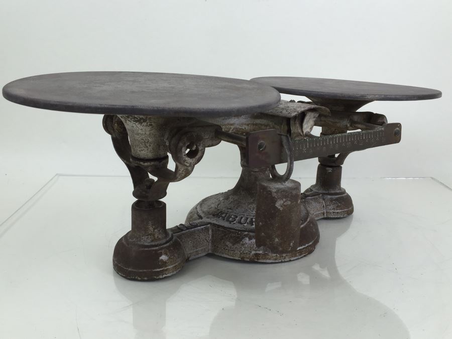 Rare Vintage Cast Iron Balance Scale Jaburg Brothers Approved Type New York City [Photo 9]
