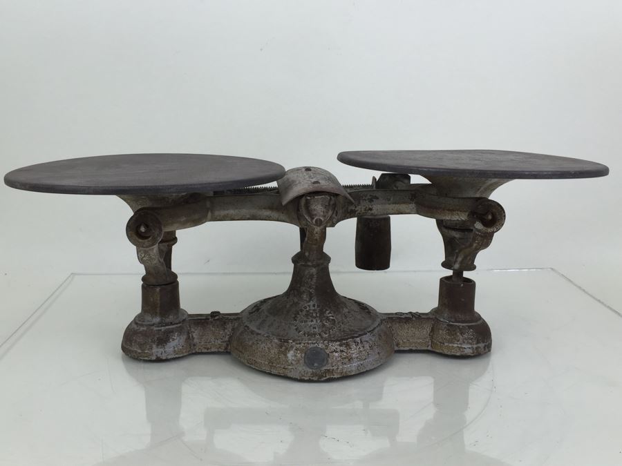 Rare Vintage Cast Iron Balance Scale Jaburg Brothers Approved Type New York City [Photo 11]