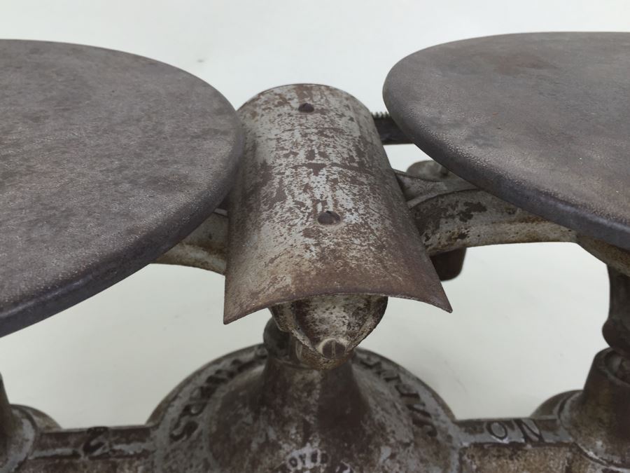 Rare Vintage Cast Iron Balance Scale Jaburg Brothers Approved Type New York City [Photo 12]