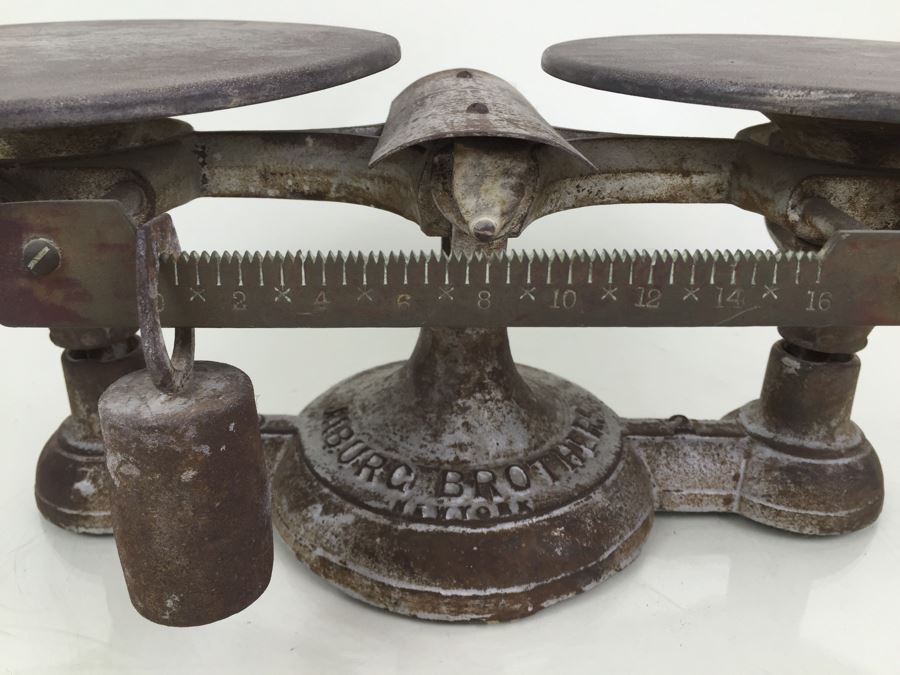 Rare Vintage Cast Iron Balance Scale Jaburg Brothers Approved Type New York City [Photo 3]