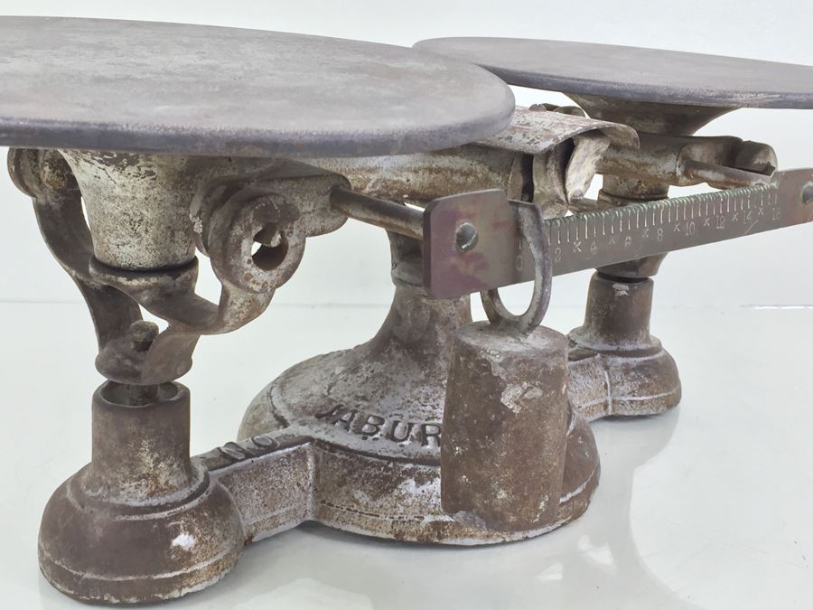 Rare Vintage Cast Iron Balance Scale Jaburg Brothers Approved Type New York City [Photo 8]