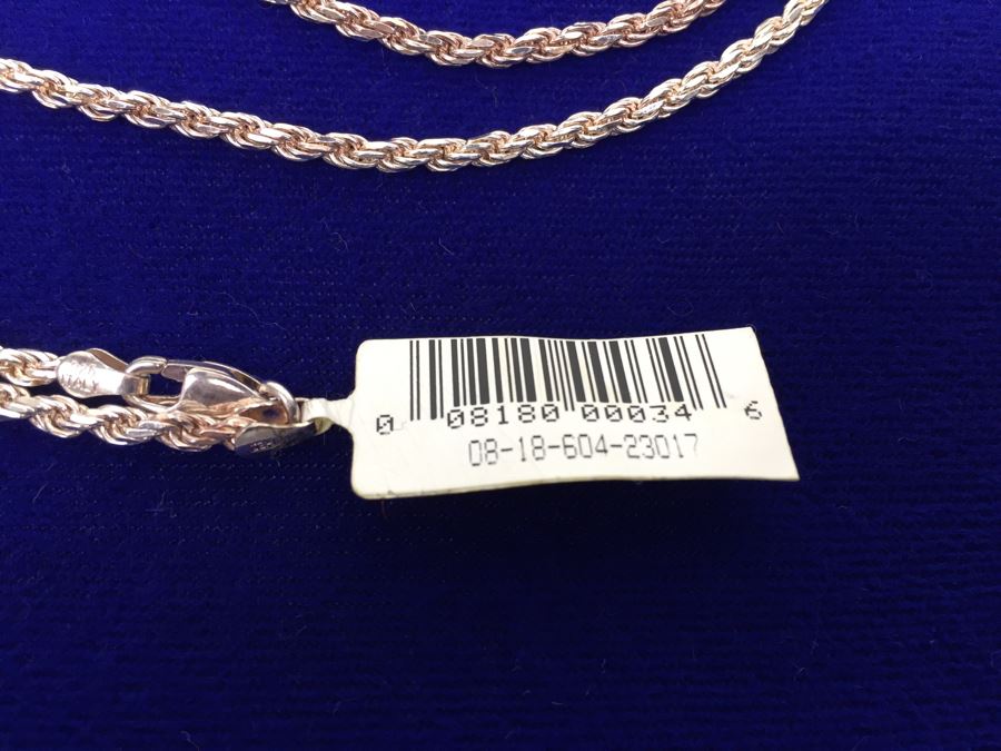 Sterling Silver 30' Italian Rope Chain Necklace 22g NEW [Photo 4]