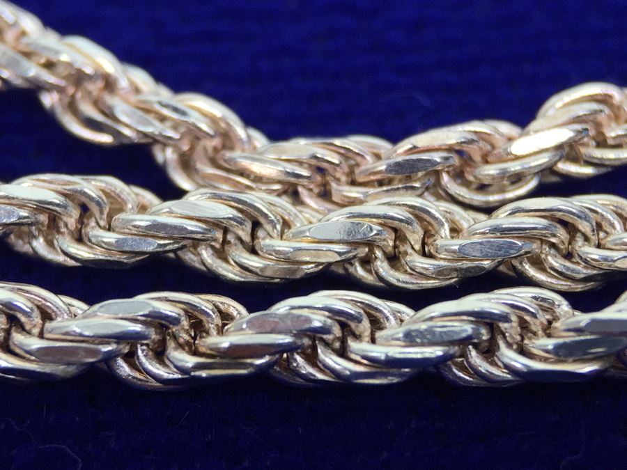 Sterling Silver 30' Italian Rope Chain Necklace 22g NEW [Photo 3]