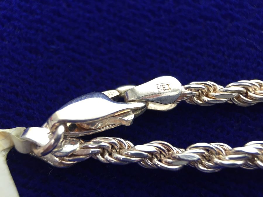 Sterling Silver 30' Italian Rope Chain Necklace 22g NEW [Photo 6]