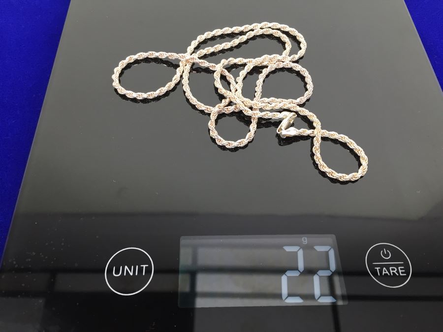 Sterling Silver 30' Italian Rope Chain Necklace 22g [Photo 9]