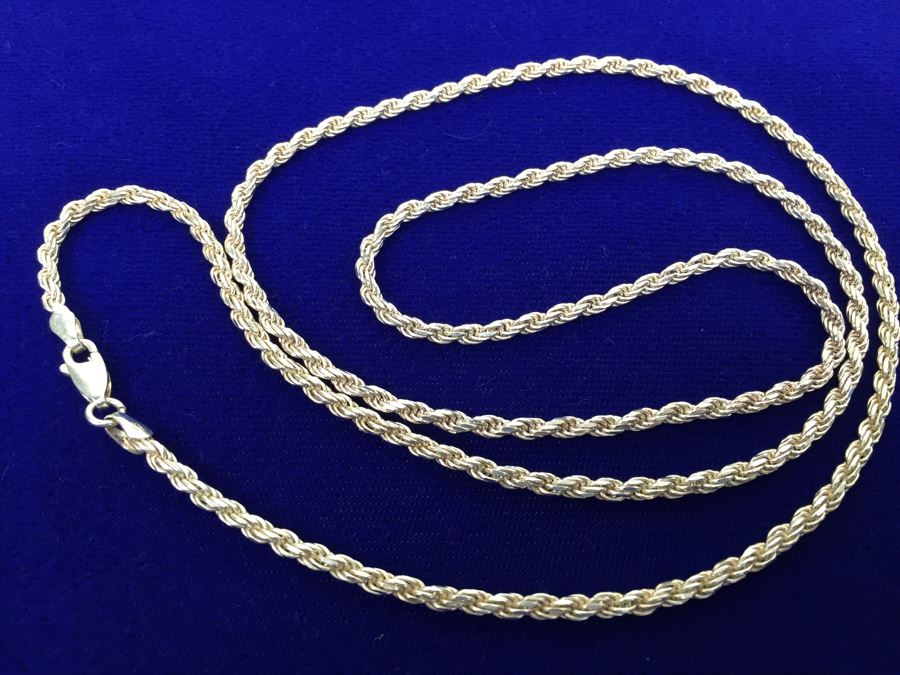 Sterling Silver 30' Italian Rope Chain Necklace 22g [Photo 2]