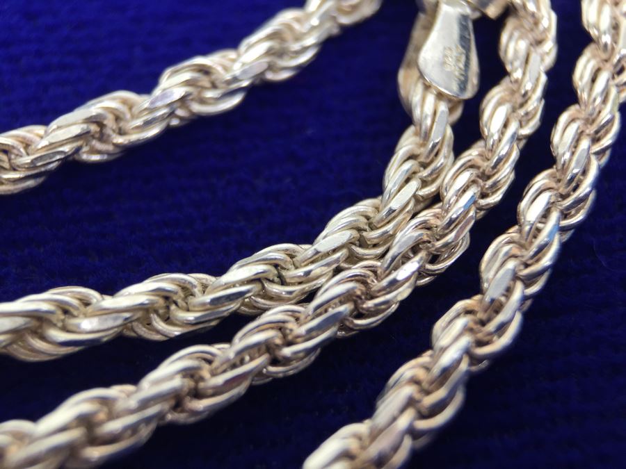Sterling Silver 30' Italian Rope Chain Necklace 22g [Photo 6]