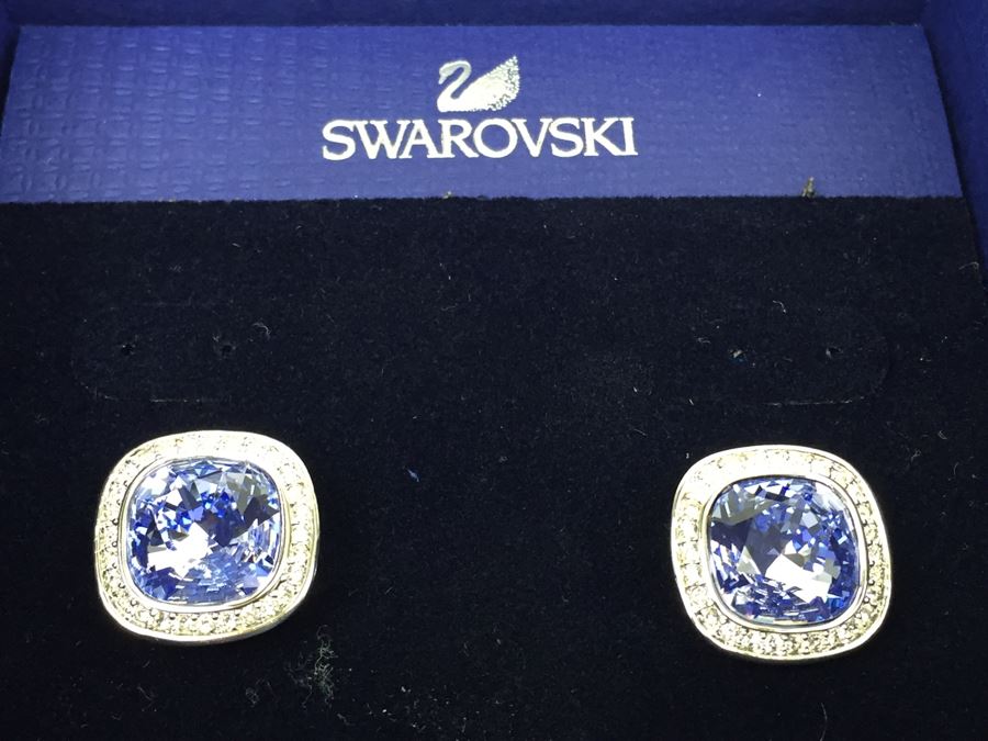 Swarovski Simplicity Pierced Crystal Earrings New In Box [Photo 7]