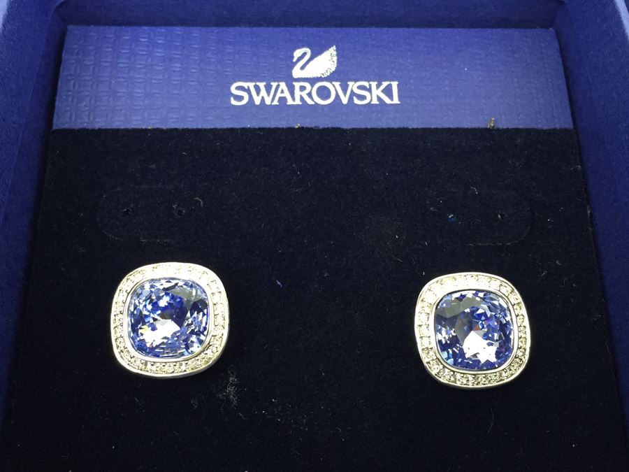 Swarovski Simplicity Pierced Crystal Earrings New In Box [Photo 2]