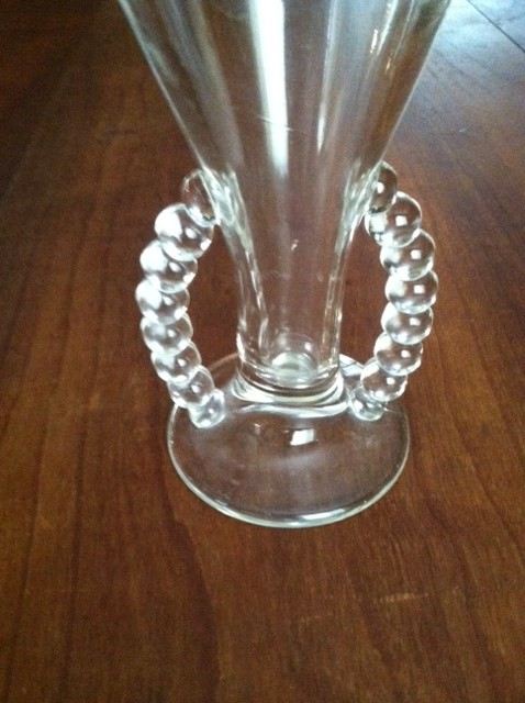 Imperial Candlewick Clear Glass Handled Vase