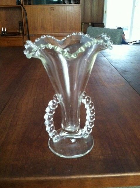 Imperial? Candlewick Clear Glass Handled Vase