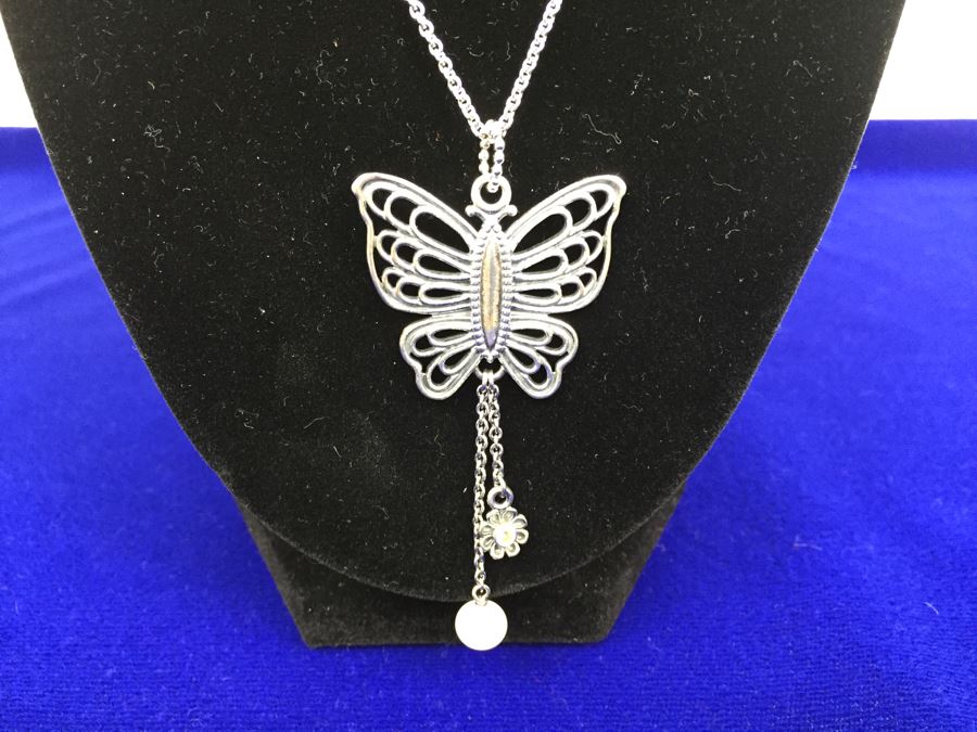 Pandora Love Takes Flight Champagne-Coloured CZ, White Pearl & Pyrite With Breuning Sterling Silver Chain [Photo 11]