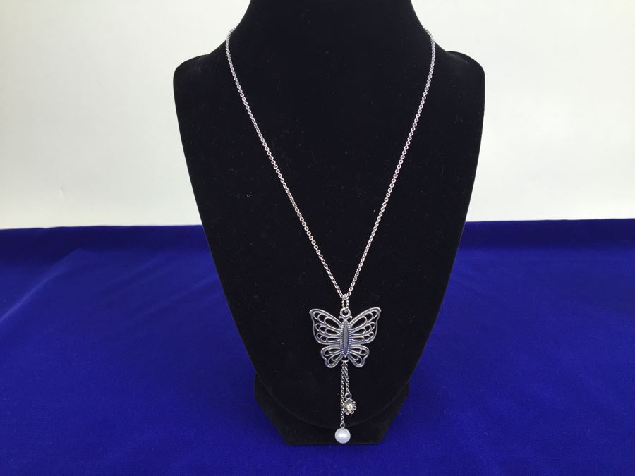 Pandora Love Takes Flight Champagne-Coloured CZ, White Pearl & Pyrite With Breuning Sterling Silver Chain [Photo 3]