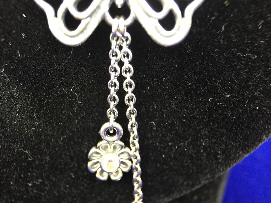 Pandora Love Takes Flight Champagne-Coloured CZ, White Pearl & Pyrite With Breuning Sterling Silver Chain [Photo 12]