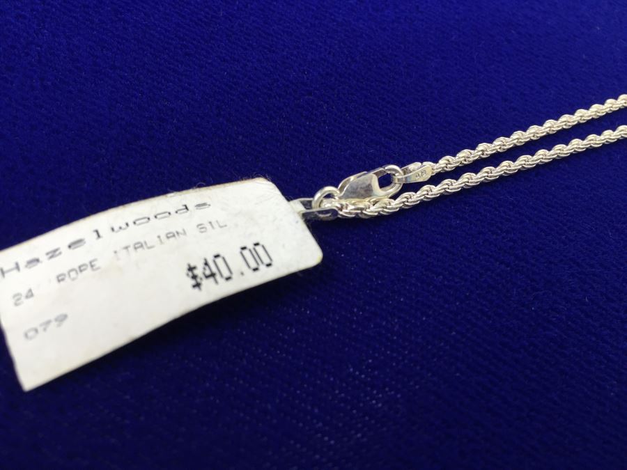 Sterling Silver 24' Italian Rope Chain Necklace NEW [Photo 4]