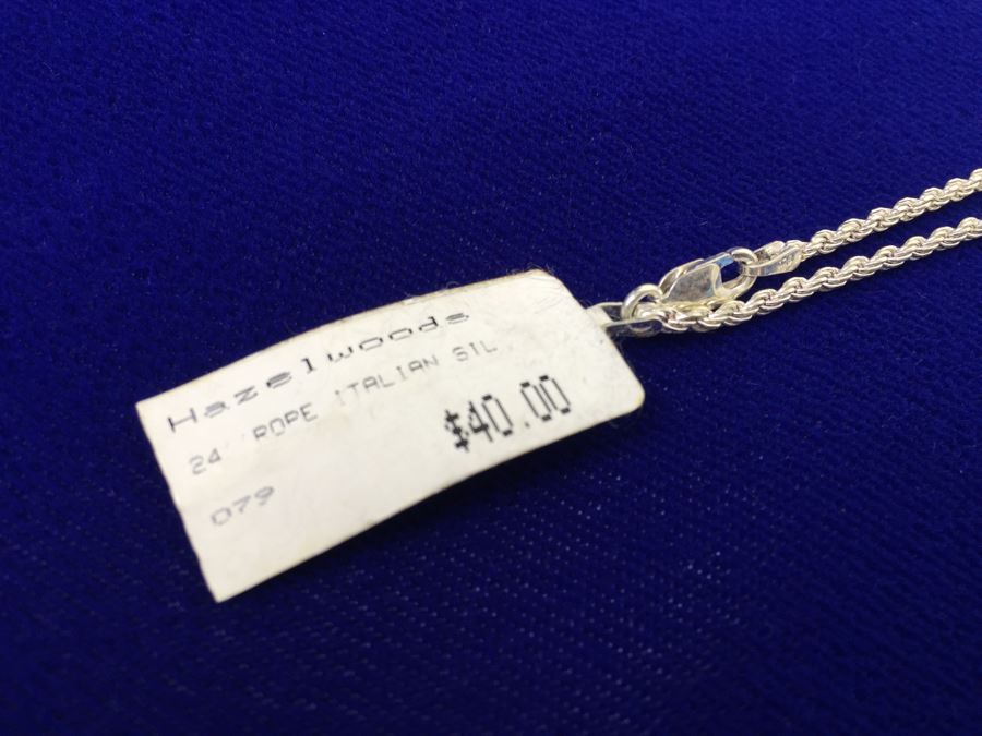 Sterling Silver 24' Italian Rope Chain Necklace NEW [Photo 3]