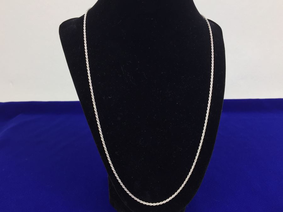 Sterling Silver 24' Italian Rope Chain Necklace NEW