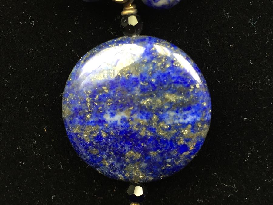 Lapis Lazuli Pendant With Lapis Lazuli And Brass Bead Necklace [Photo 3]