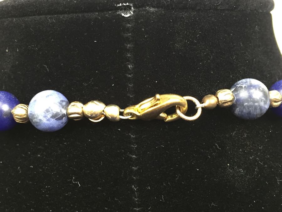 Lapis Lazuli Pendant With Lapis Lazuli And Brass Bead Necklace [Photo 6]
