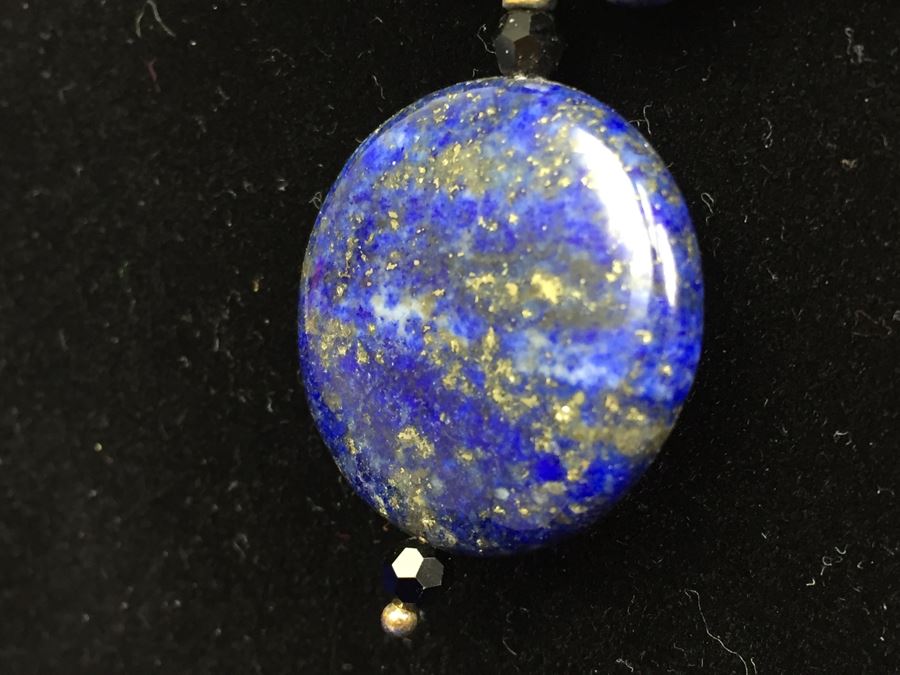 Lapis Lazuli Pendant With Lapis Lazuli And Brass Bead Necklace [Photo 7]