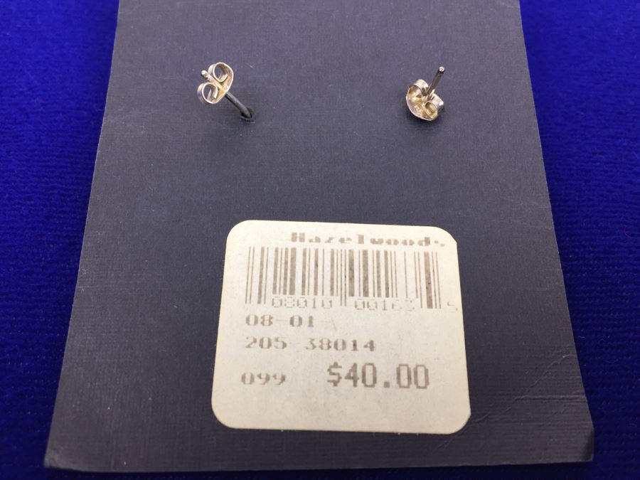 Sterling Silver Pierced Earrings With Black Onyx New [Photo 3]