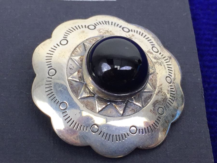 Sterling Silver Pierced Earrings With Black Onyx New [Photo 2]