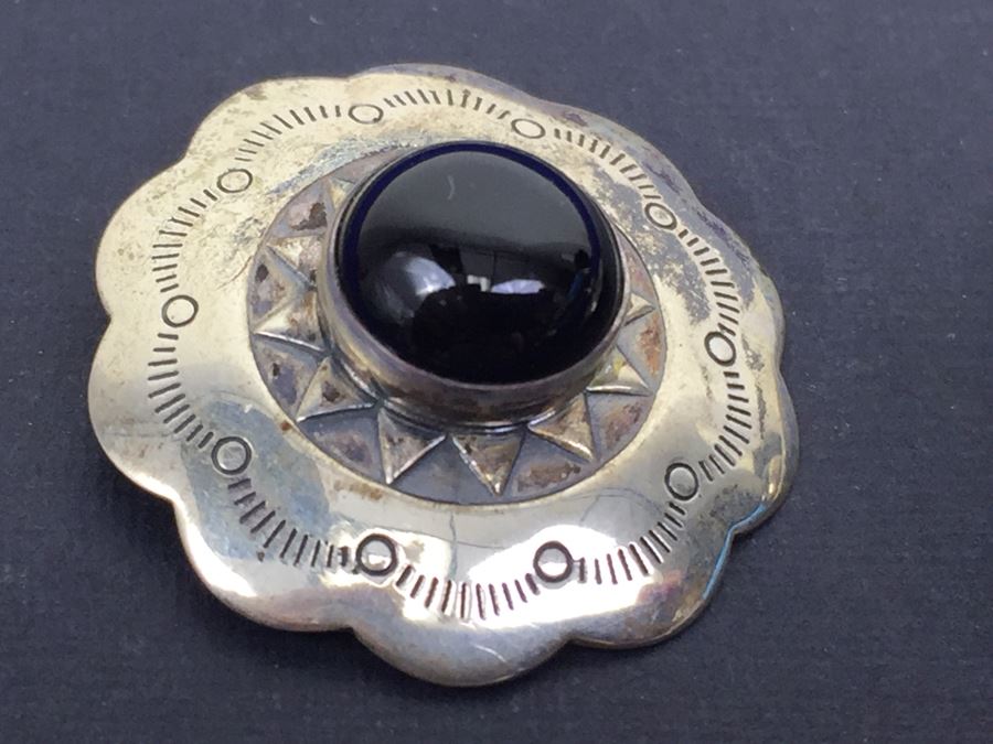 Sterling Silver Pierced Earrings With Black Onyx New [Photo 5]